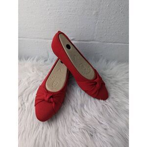 Red Women's Flats with Bow Detail